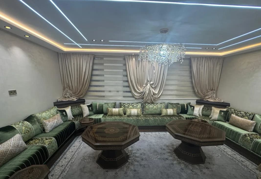 Salon marocain en velours vert émeraude